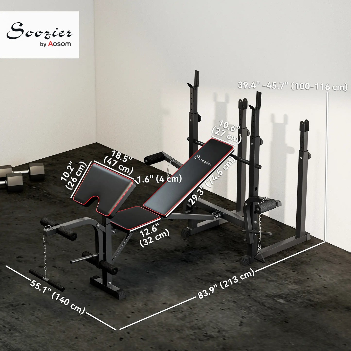 Weight Bench with Barbell Rack, Preacher Curl, Leg Curl Machine Weight Benches at Gallery Canada