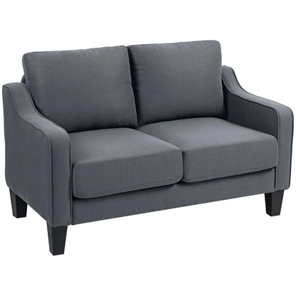 Modern Loveseat Sofa, Pocket Spring, Linen Upholstered, Charcoal Grey 2-Seater Sofas Charcaol Grey at Gallery Canada