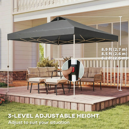 Waterproof Pop Up Canopy Tent, 9.8' x 9.8', Dark Grey Pop Up Canopies at Gallery Canada