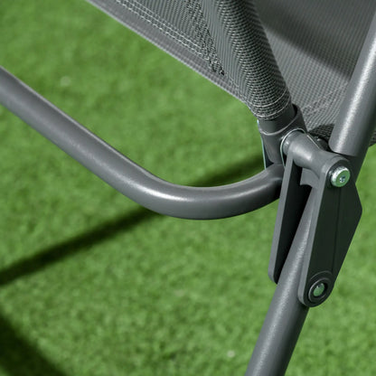 3 Piece Bistro Set, Foldable Mesh Chairs, Glass Table, Charcoal Grey Bistro Sets at Gallery Canada