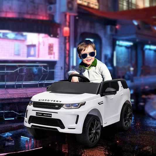 12V Ride on Car, Remote Control, Soft Start, LED Lights, Music Horn, White Electric Toy Cars White at Gallery Canada