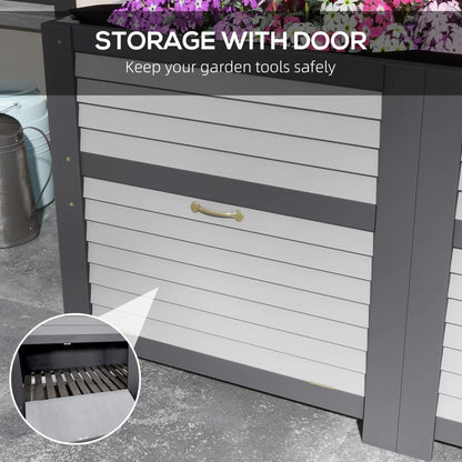 Wooden Elevated Planter Box with Storage, 59" x 30" x 29.5", Grey Galvanized Planter Boxes at Gallery Canada