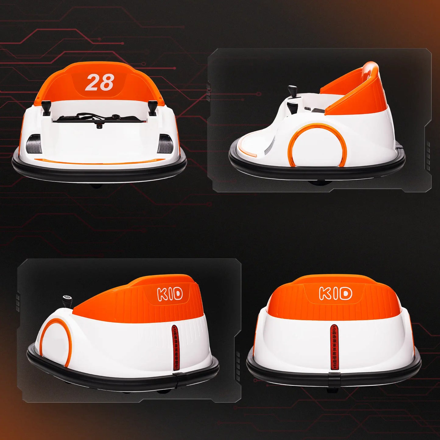 12V Bumper Car, 360 Degree Remote Control, Lights Music Horn, 1.5-5 Years, Orange Electric Toy Cars at Gallery Canada