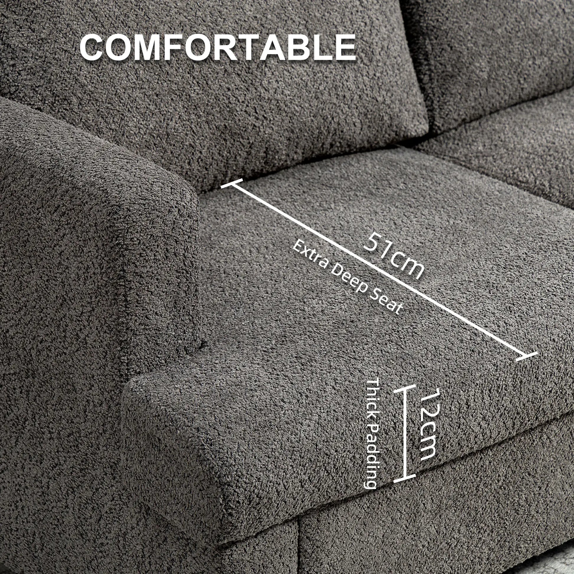 54.3" Loveseat Sofa, 2 Seater, Removable Cushions, Solid Wood Frame, Dark Grey 2-Seater Sofas at Gallery Canada