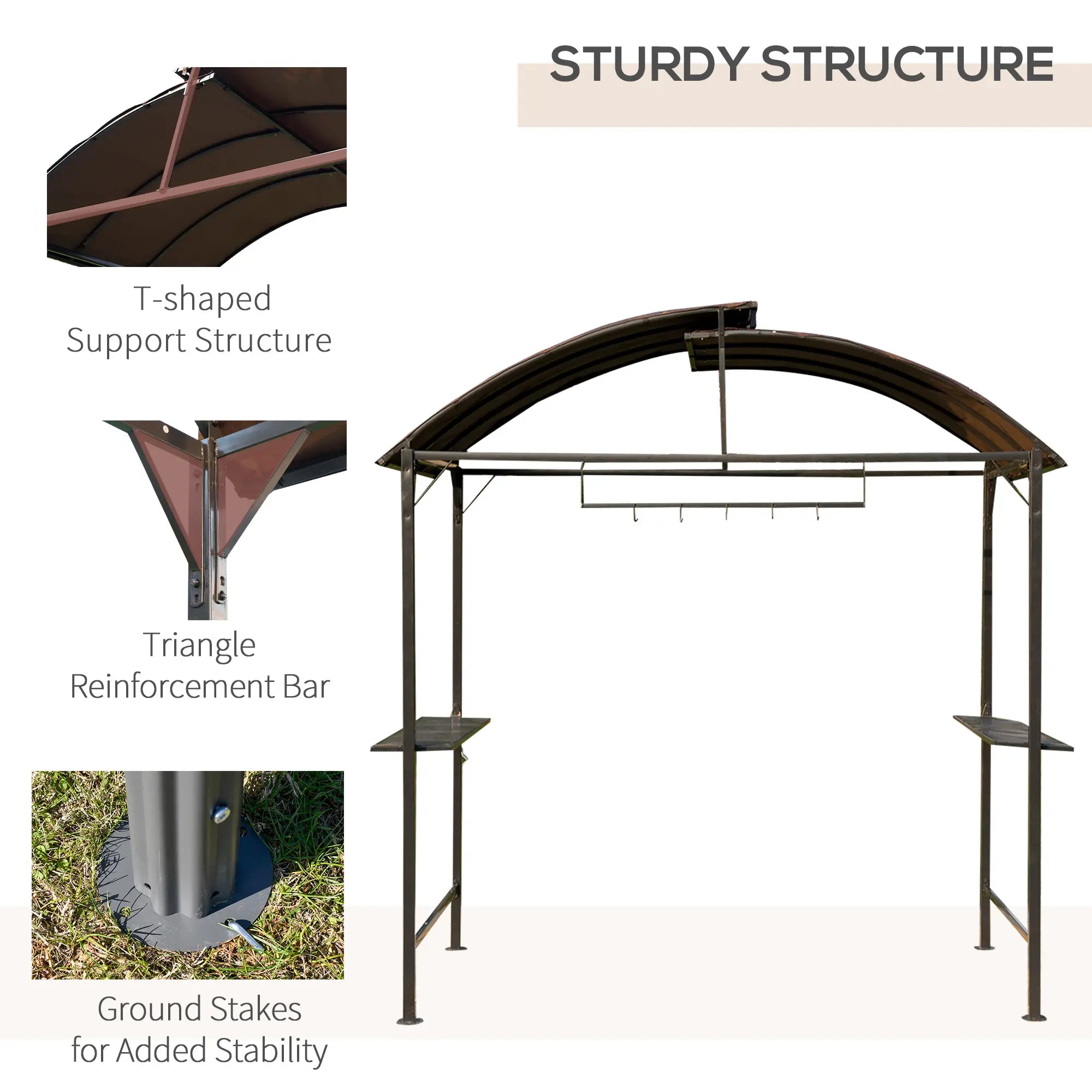 8x4ft BBQ Gazebo Tent, Metal Frame Arch Canopy, Garden Sunshade Portable Shelter BBQ Grill Gazebos at Gallery Canada