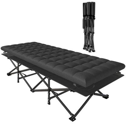 32" Extra Wide Folding Camping Cot, Soft Pad, Non-Slip Feet, Carry Bag, Black Camping Cots at Gallery Canada