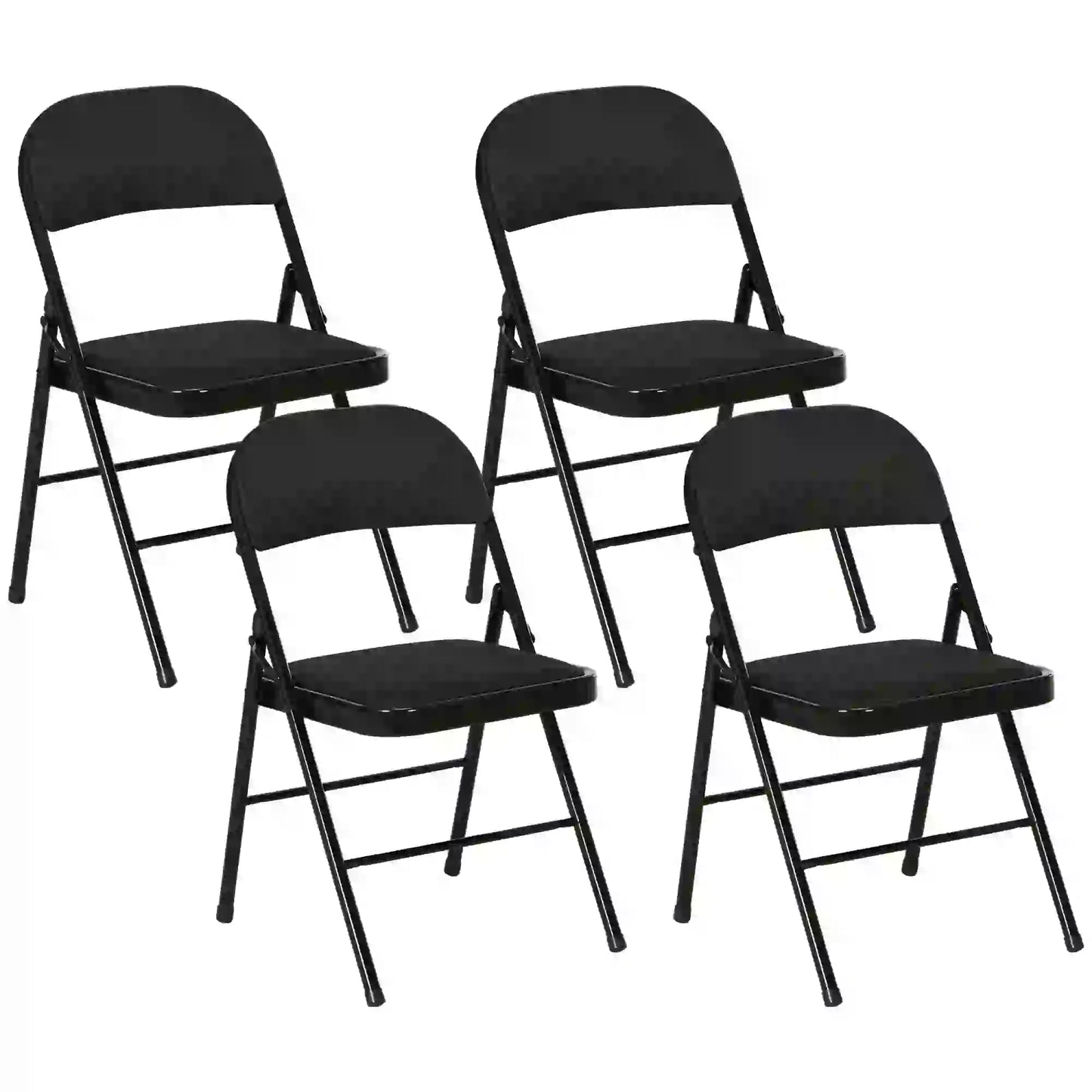 Set of 4 Foldable Metal Chairs, Linen Padded Seat, Open Back, Black Dining Chairs at Gallery Canada