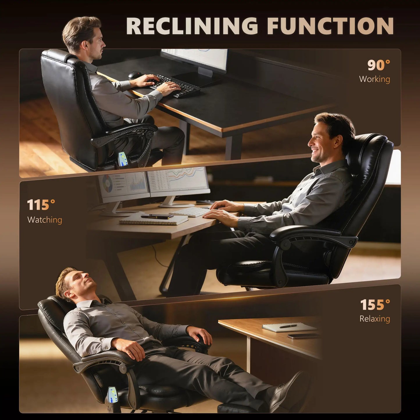 7-Point Vibrating Massage Chair, Reclining Office Chair, Footrest, Black Massage Chairs at Gallery Canada