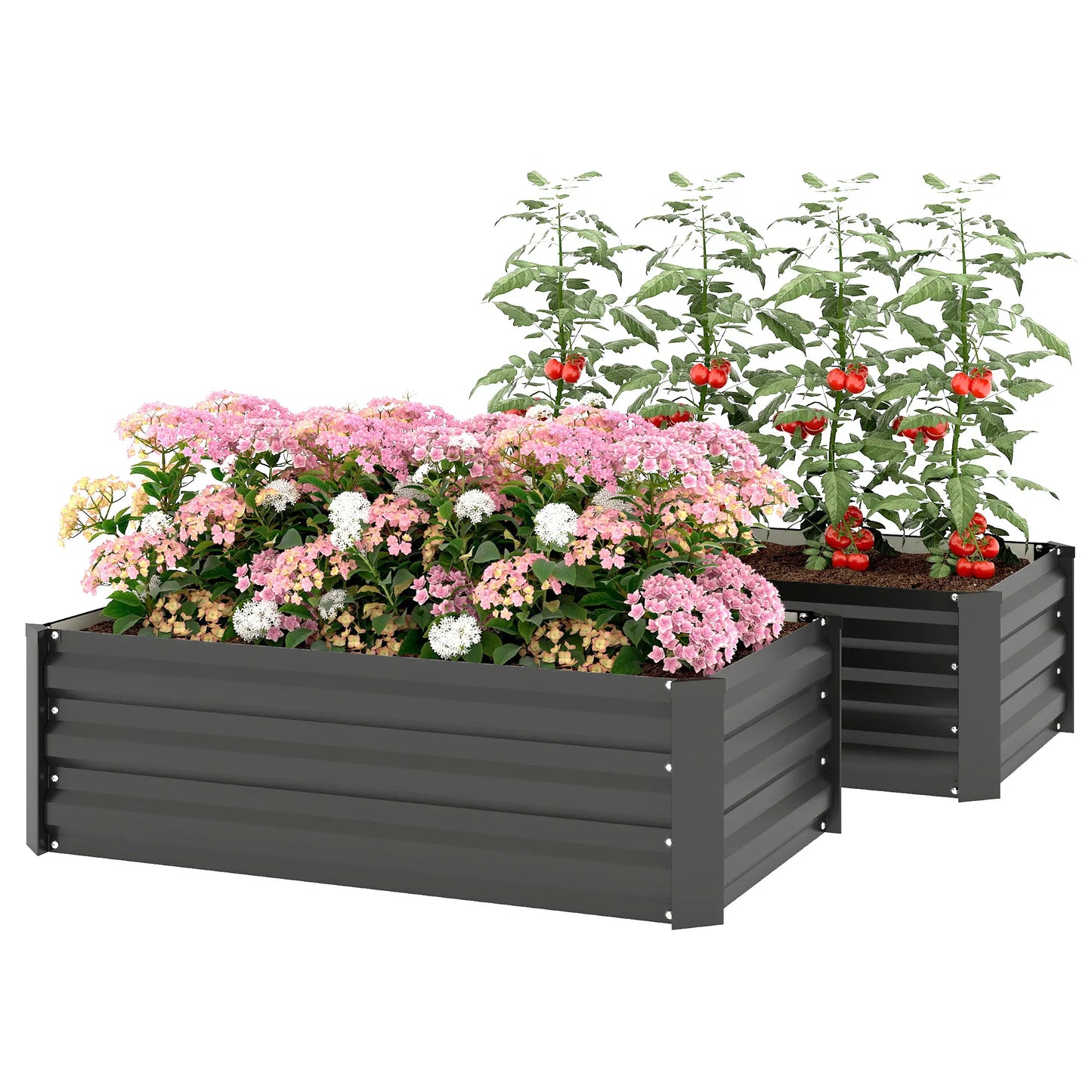 Galvanized Raised Garden Beds, Outdoor Planter Box, Black Galvanized Planter Boxes Black at Gallery Canada
