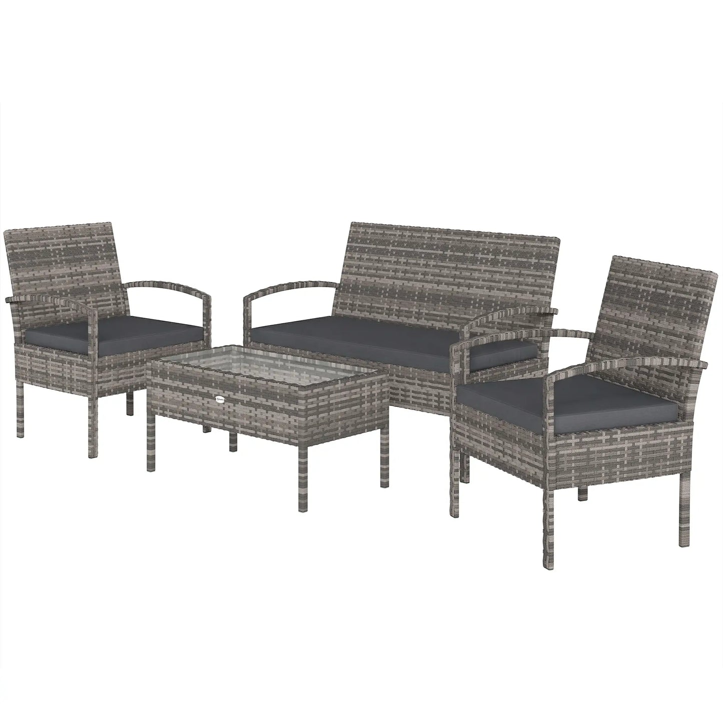 4-Piece Patio Furniture Set, Loveseat, 2 Armchairs, Coffee Table, Dark Grey Patio Furniture Sets Grey at Gallery Canada