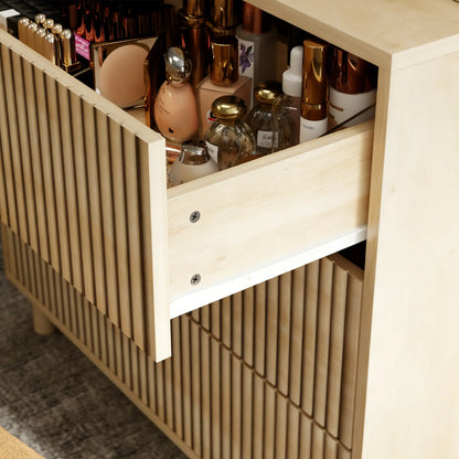 3 Drawer Dresser, Fluted Panels, Solid Wood Legs, Oak Storage Cabinets at Gallery Canada