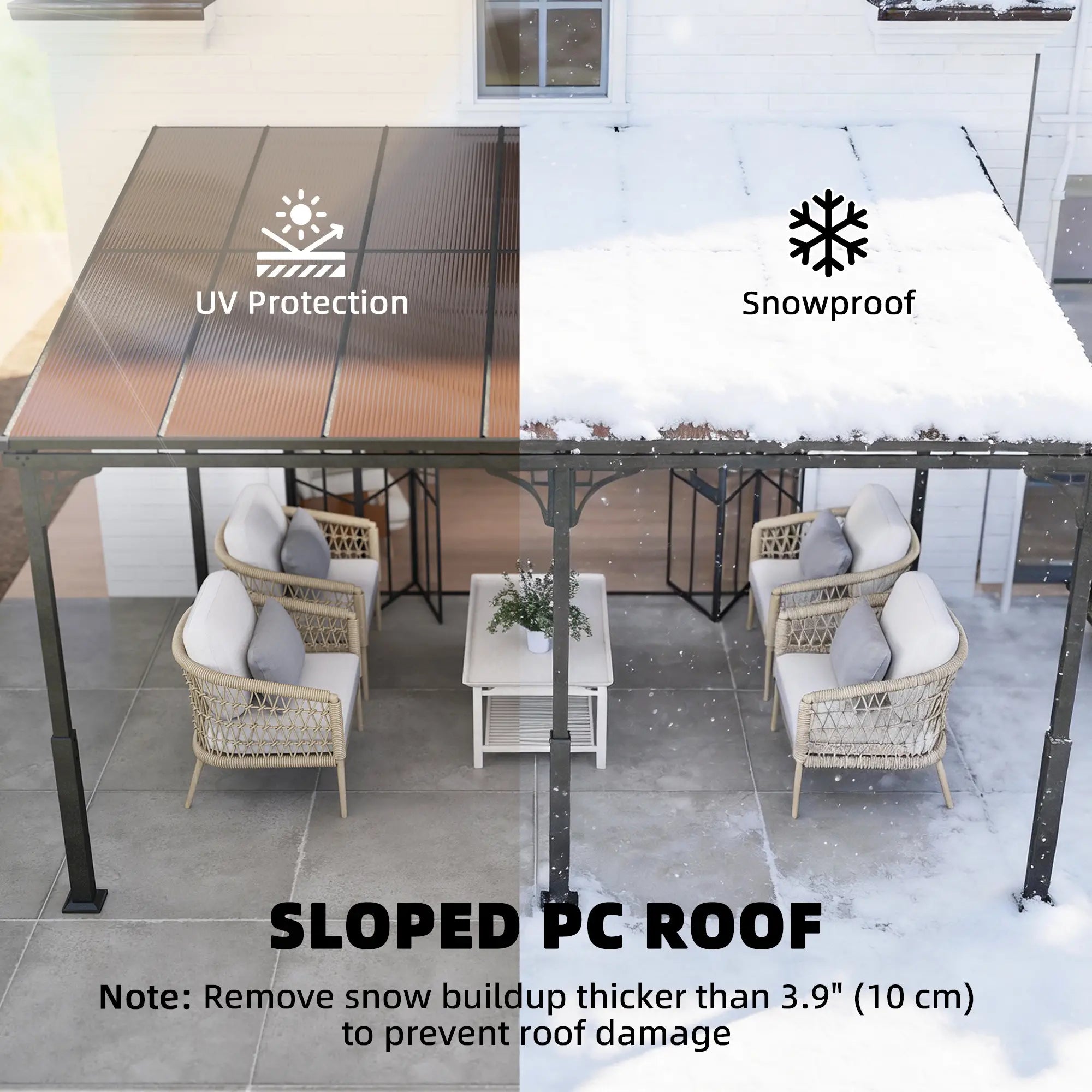 13' x 10' Lean-To Gazebo, Hardtop Wall Mounted Outdoor Pergola Pergolas at Gallery Canada