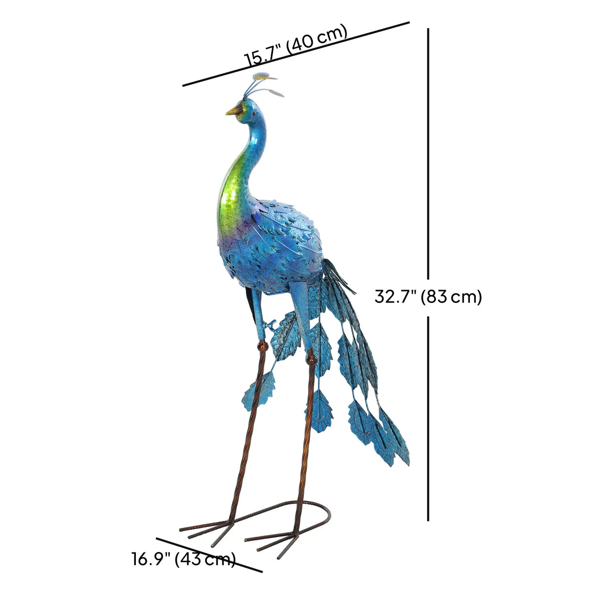 Peacock Garden Statue, 32.7" Navy Blue, Lawn Ornament Bird Statue With Stakes, Navy Blue Garden Decor at Gallery Canada