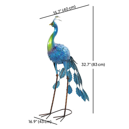 Peacock Garden Statue, 32.7" Navy Blue, Lawn Ornament Bird Statue With Stakes, Navy Blue Garden Decor at Gallery Canada