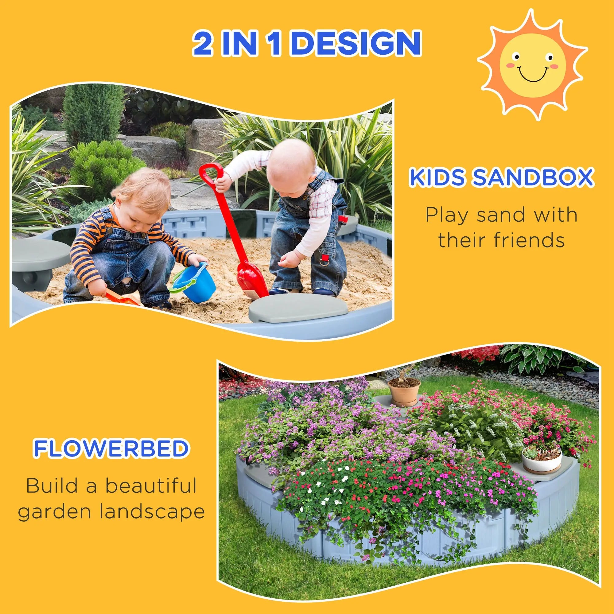 Kids Outdoor Sandbox with Cover, 3-12 Years, Light Blue Sandboxes & Accessories at Gallery Canada