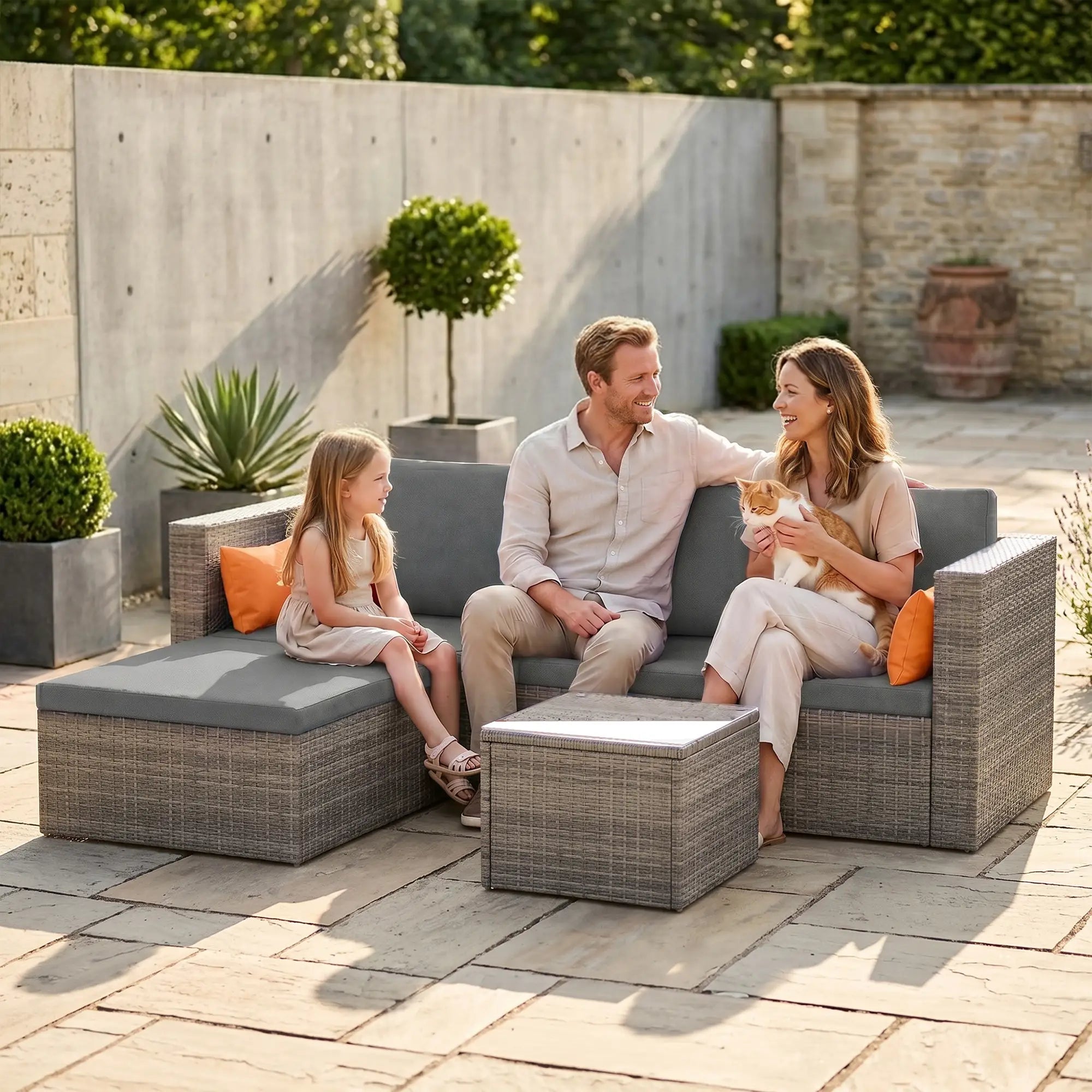 3-Piece Patio Furniture Set, Sectional Sofa, Wicker Chair, Grey Patio Furniture Sets at Gallery Canada