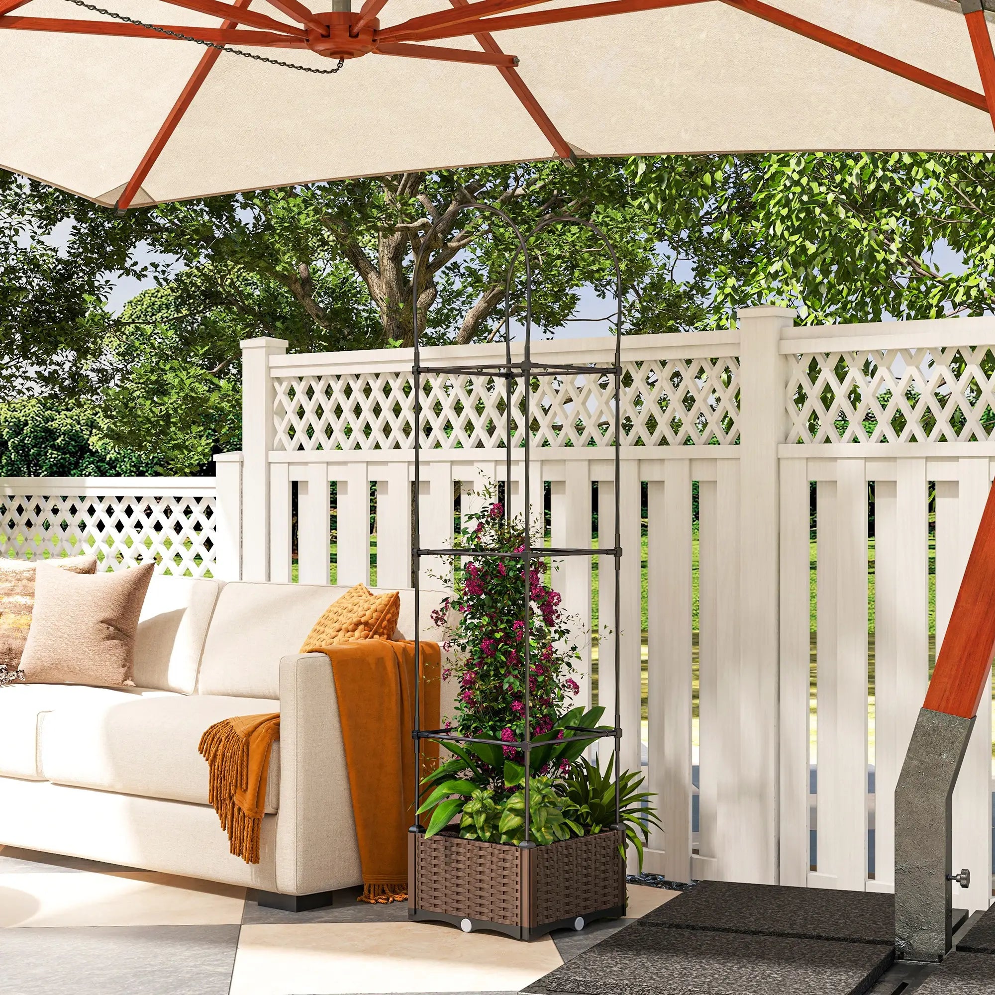 Raised Garden Bed, Tomato Planter Cage, Plastic Box with Trellis, Self-Watering, Drainage Holes Elevated Garden Beds at Gallery Canada