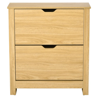 Shoe Storage Cabinet, 2 Flip Drawers, Adjustable Shelves, 12 Pairs, Natural Wood Shoe Storage Cabinets & Racks at Gallery Canada