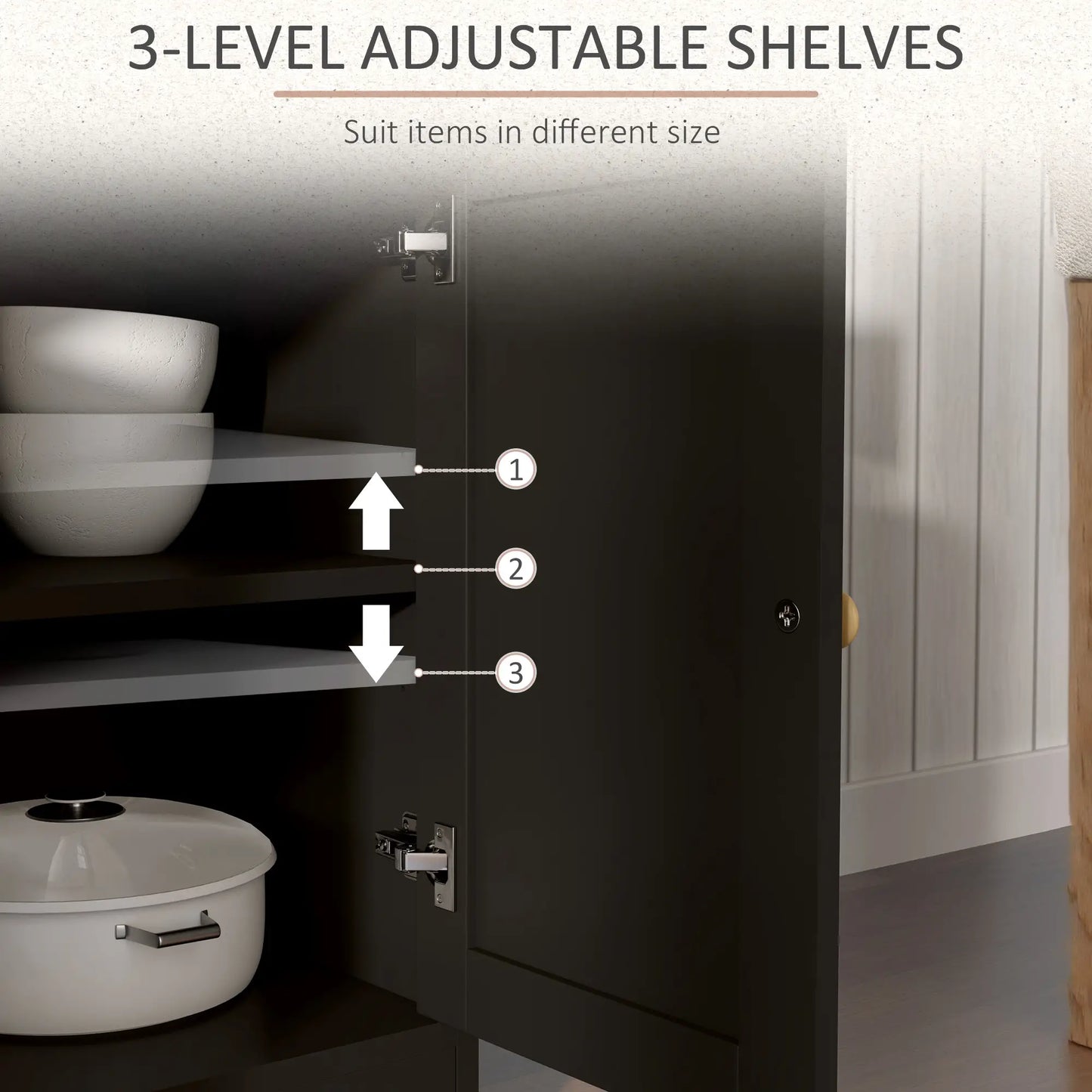 Sideboard Cabinet, 2 Drawers, 4 Barn Doors, 2 Adjustable Shelves, Black Bar Cabinets at Gallery Canada