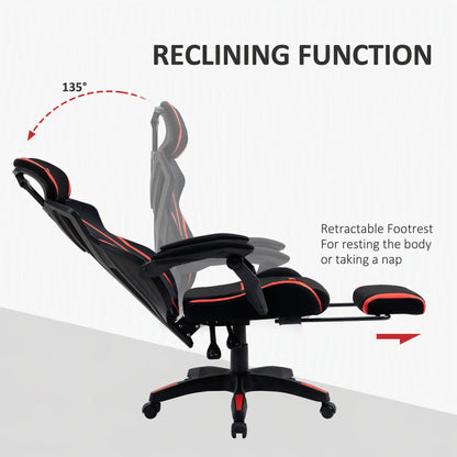 Racing Gaming Chair, Ergonomic Computer Chair with Footrest, Headrest, Black, Red Video Game Chairs at Gallery Canada