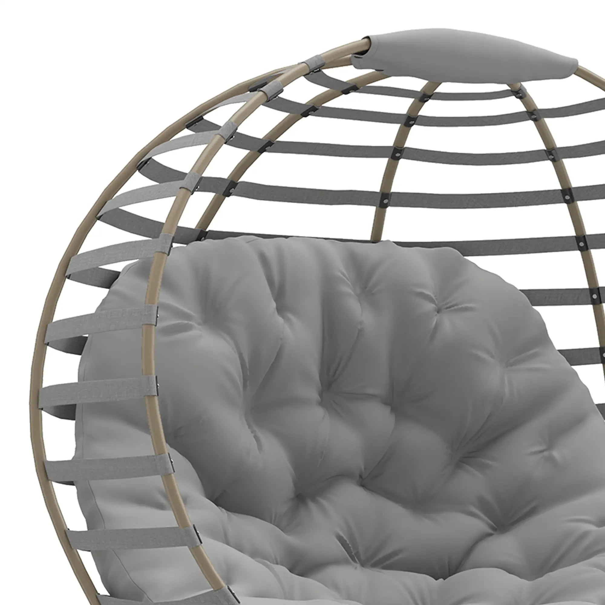 Egg Patio Lounge Chair, Foldable, with Cushion & Pocket, Light Grey, Light Grey Patio Chairs at Gallery Canada