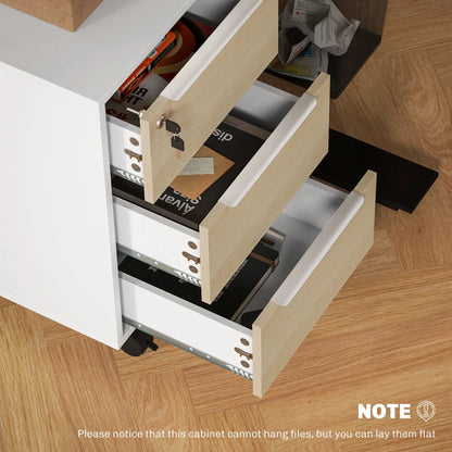 3 Drawer File Cabinet With Wheels, Vertical, Lock, Oak Office Cabinets & Cupboards at Gallery Canada