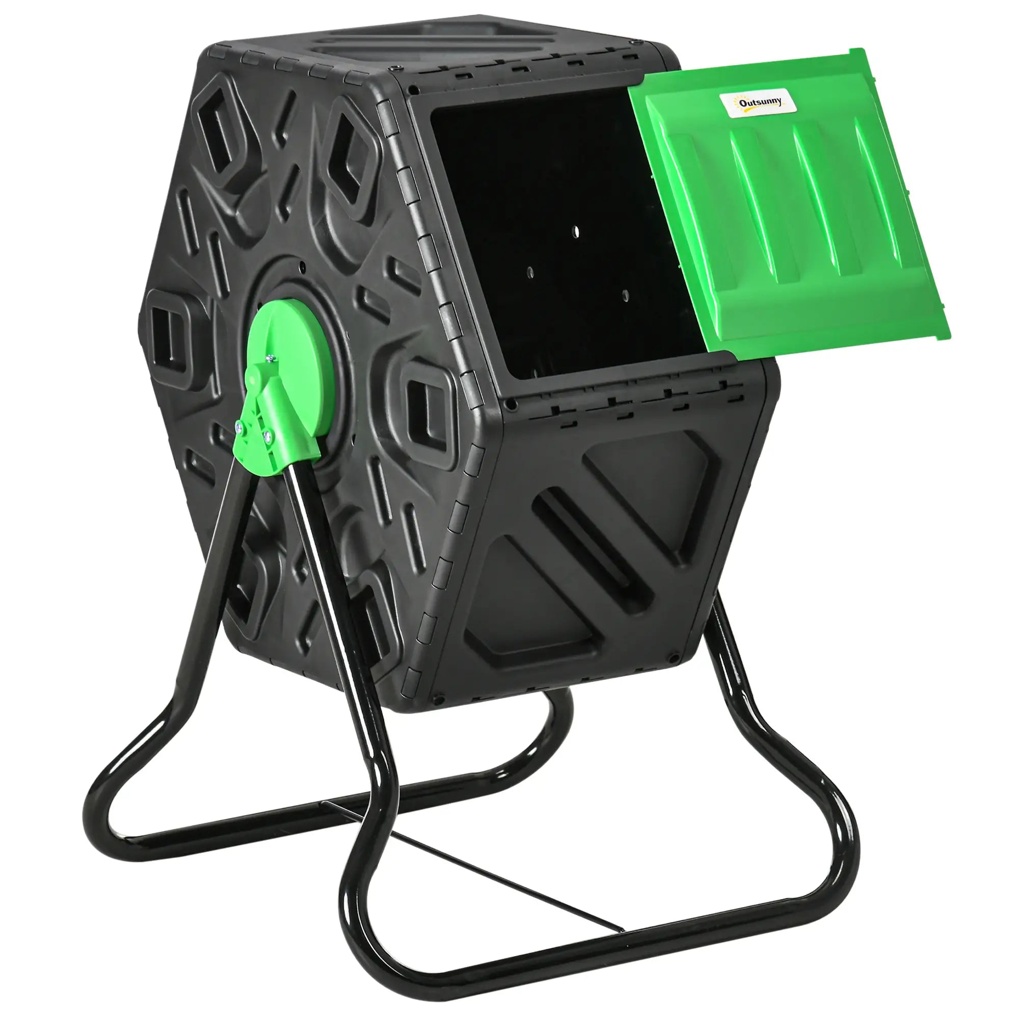 Rotating Composter Bin, 17 Gal, 24 Vents, Green Outdoor Compost Bin Green and Black at Gallery Canada