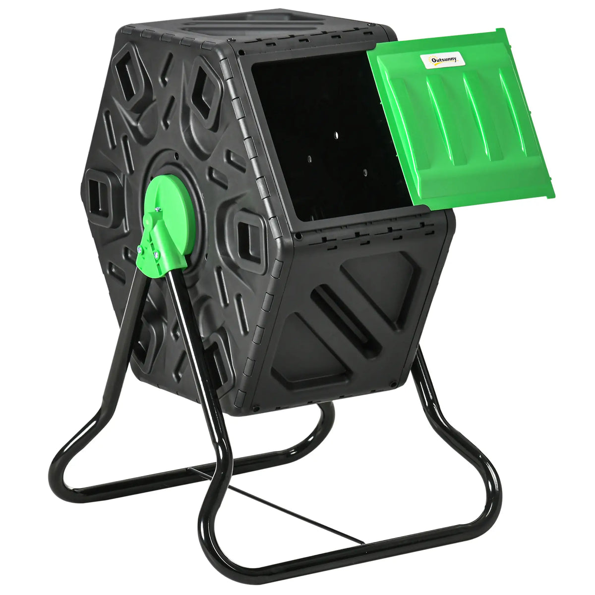 Rotating Composter Bin, 17 Gal, 24 Vents, Green Outdoor Compost Bin Green and Black at Gallery Canada
