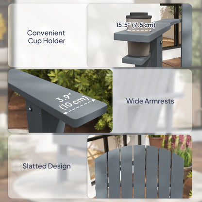Classic Adirondack Chair, Garden Deck Chair with Cup Holder, Dark Grey Patio Chairs at Gallery Canada