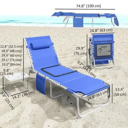 Folding Outdoor Lounge Chair, With Face Hole And Side Table, Navy Blue Lounger Chairs at Gallery Canada