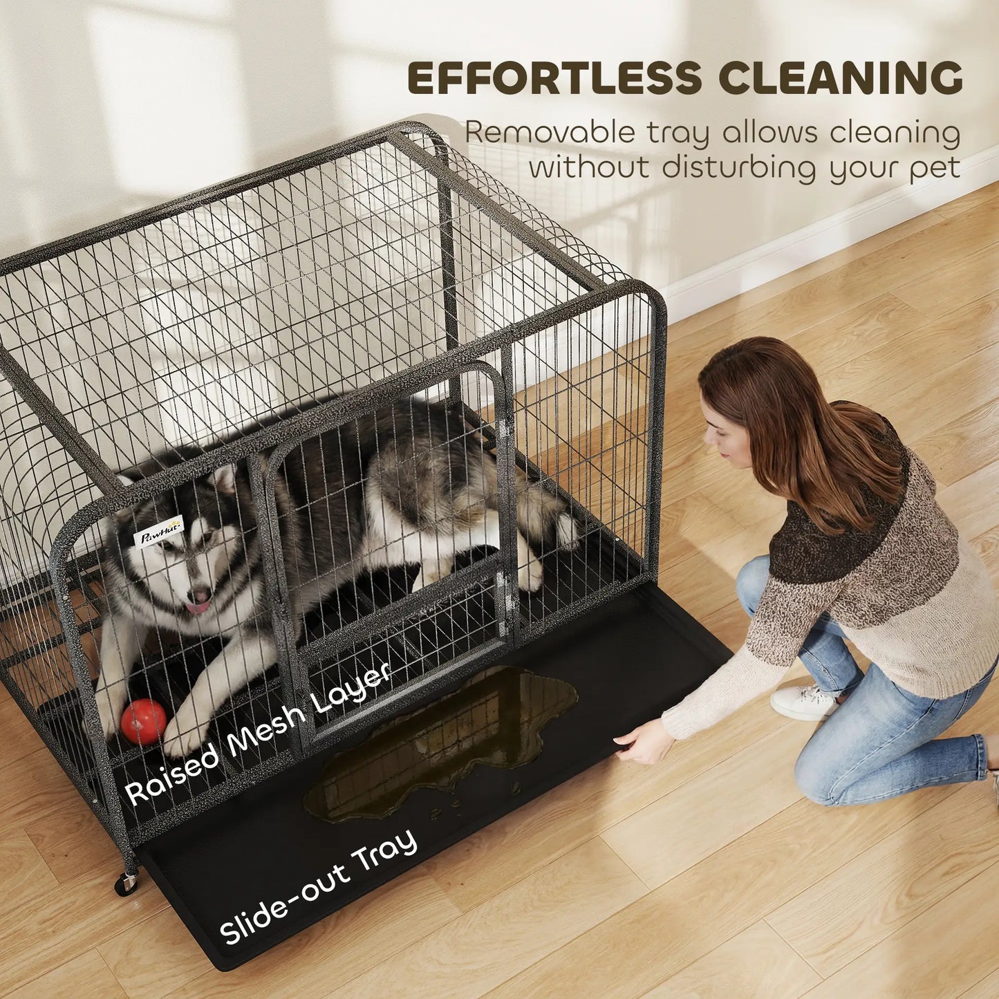 48 Inch Heavy Duty Dog Crate, Large Metal Cage, Lockable Wheels, Removable Tray Dog Cages & Crates at Gallery Canada