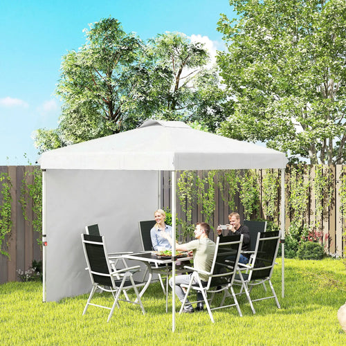 8 x 8 ft Pop Up Canopy, With Sidewall, Carry Bag, Sand Bags, White