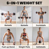 5-in-1 Adjustable Dumbbell Set, 66 lb, Converts To Barbell