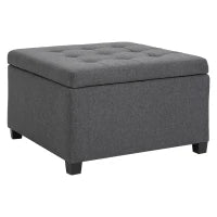 Pouf de rangement capitonné, banc d'appoint, repose-pieds, gris foncé, gris foncé