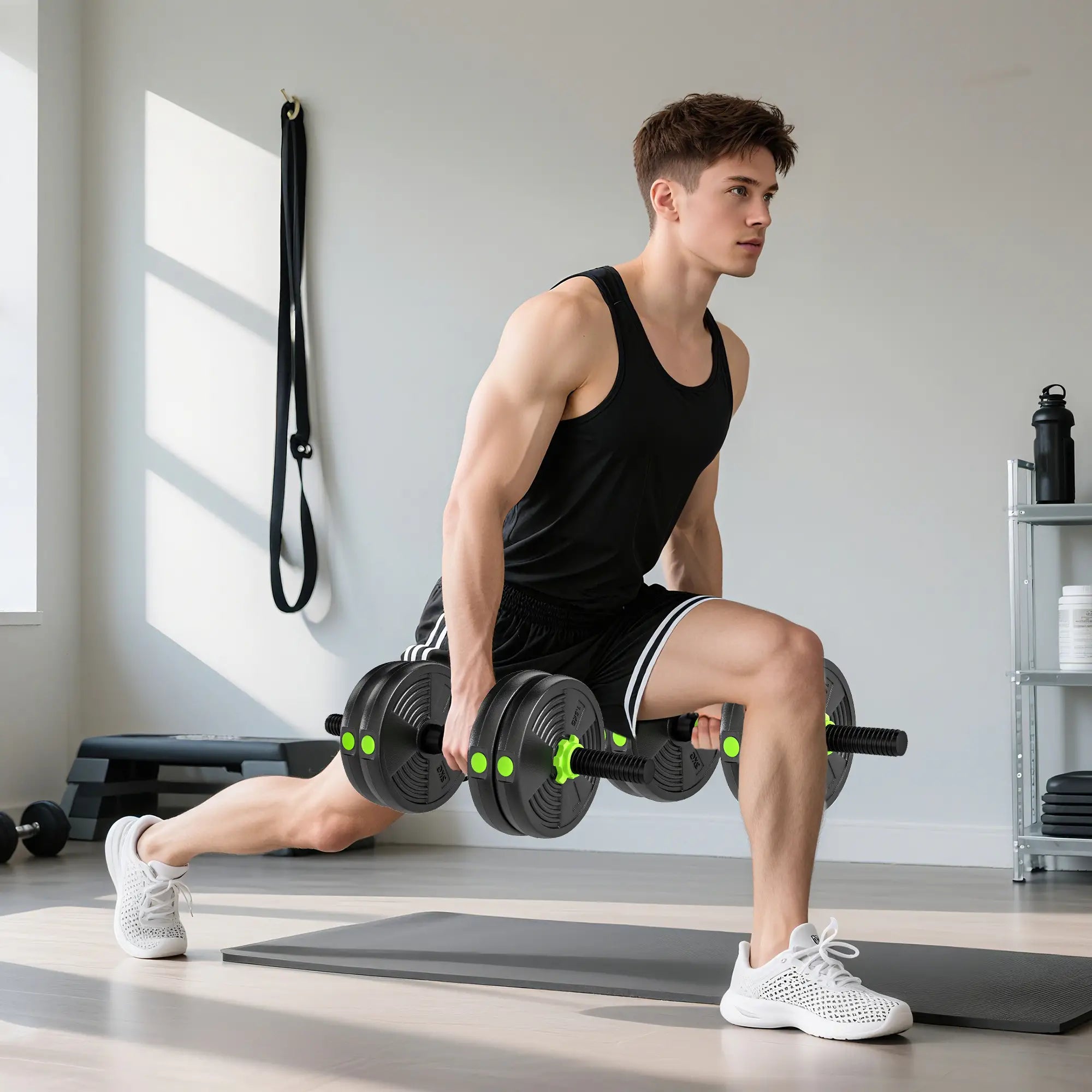 Adjustable Dumbbell Set, 3 in 1 Weights, 33lb with Connector, Non-Slip Grip Dumbbells & Barbells at Gallery Canada