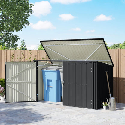 7.6 x 3.4ft Outdoor Storage Shed, Triple Bin Organizer, Lockable Doors Sheds at Gallery Canada