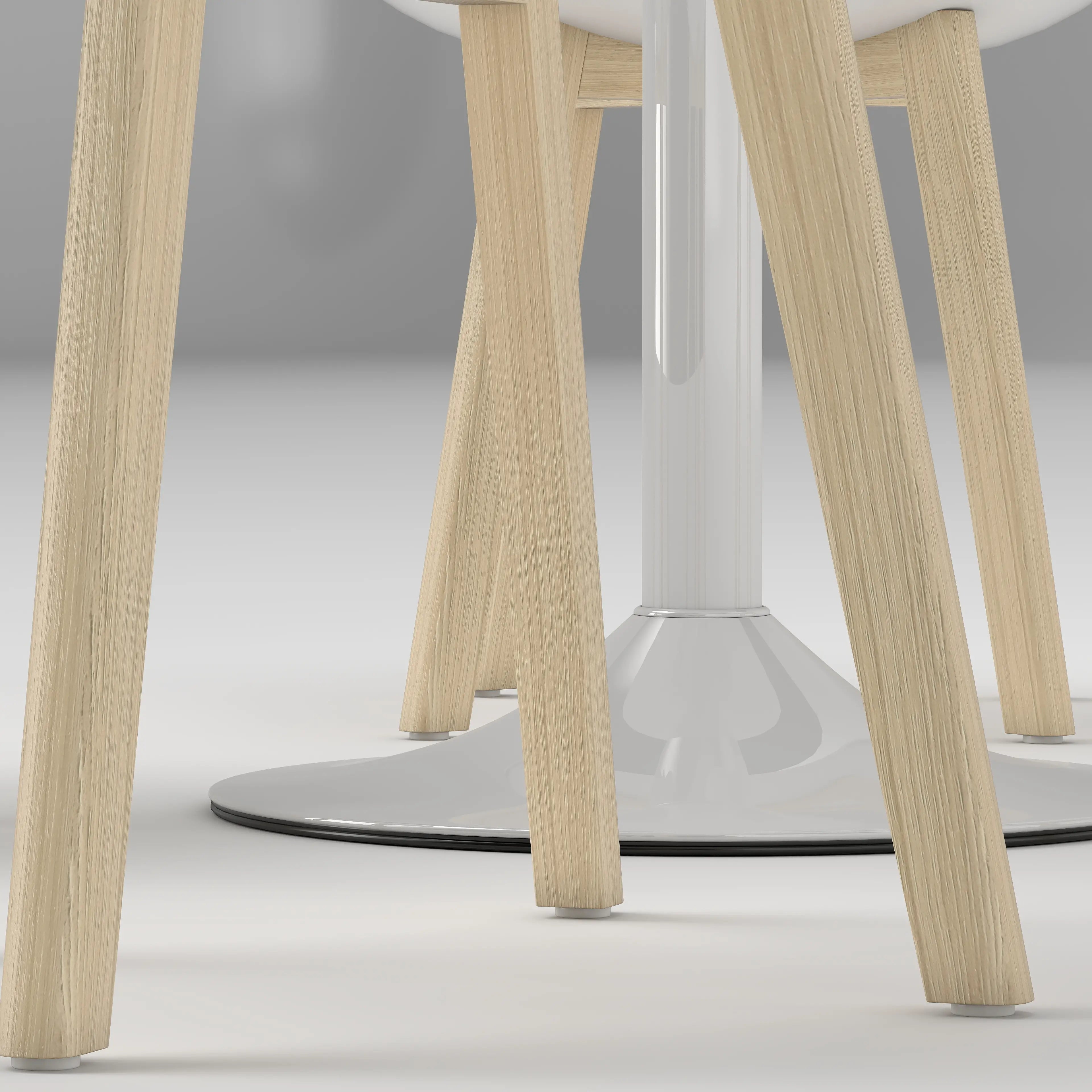 Round Dining Table Set for 4, Pedestal Base, PU Padded Seats, White Dining Table Sets at Gallery Canada