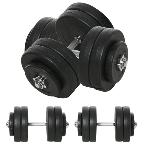 Adjustable 2 x 55lbs Weight Dumbbell Set for Weight Fitness Training Exercise Fitness Home Gym Equipment, Black (Pair)