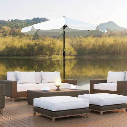 8.5 ft Round Patio Umbrella, Tilt and Crank, Cream White Sun Umbrellas at Gallery Canada