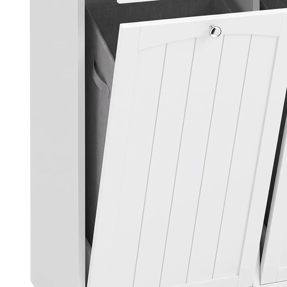 Laundry Cabinet, 2 Removable Bags, Tilt-Out Hamper, 2 Drawers, White