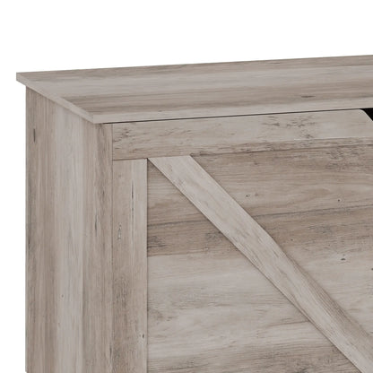 Storage Chest with Safety Hinges, Grey Wood Grain, 39.4 Inches, Grey