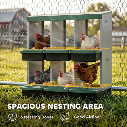 Chicken Nesting Boxes, 6 Compartment Metal Nesting Boxes for Chicken Coop, Egg Laying Boxes with Lid Cover Chicken Coops at Gallery Canada