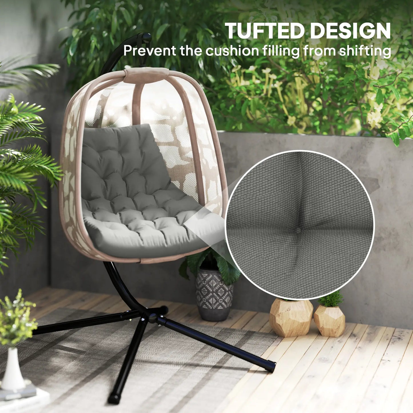 Outdoor Swing Cushion, Tufted Patio Cushion, Grey Patio Chair Cushions at Gallery Canada