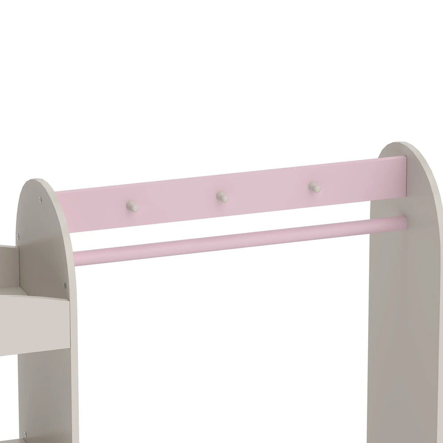 Portant à vêtements pour enfants avec miroir, tiroir et étagères, rose