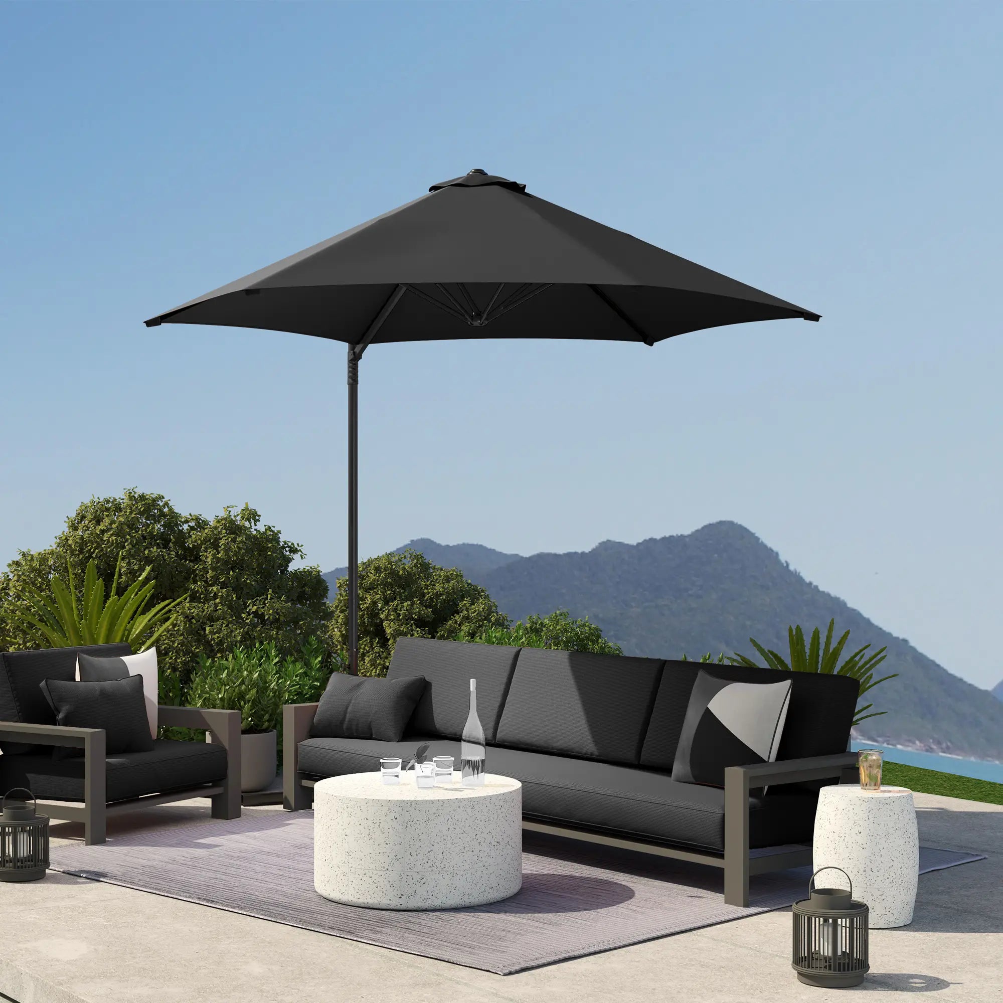8.5FT Offset Patio Umbrella, 360° Rotation, Φ100.8