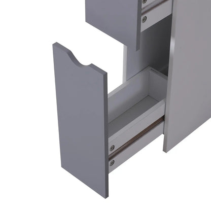 Tall Narrow Bathroom Storage Cabinet with Drawers, Open Shelves, White Grey Bathroom Cabinets at Gallery Canada