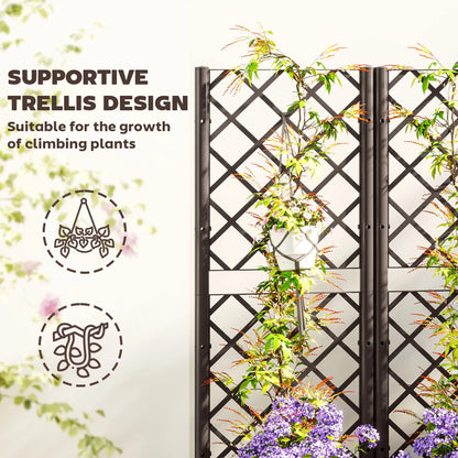 Plastic Raised Garden Bed With Trellis, Drainage Holes And Plugs