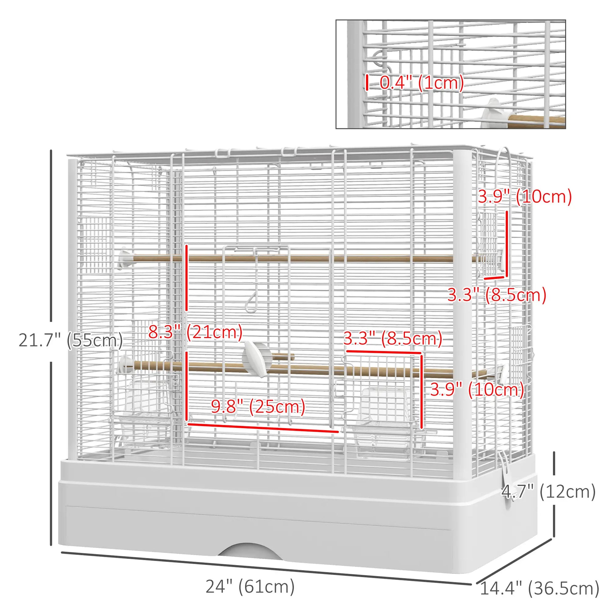 22" Bird Cage for Budgies, Finches, Canaries, Wooden Stand, White Bird Cages at Gallery Canada