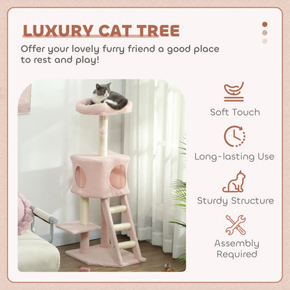 47" Tall Cat Tree Tower, Condo, Ladder, Scratching Posts, Pink Cat Trees at Gallery Canada