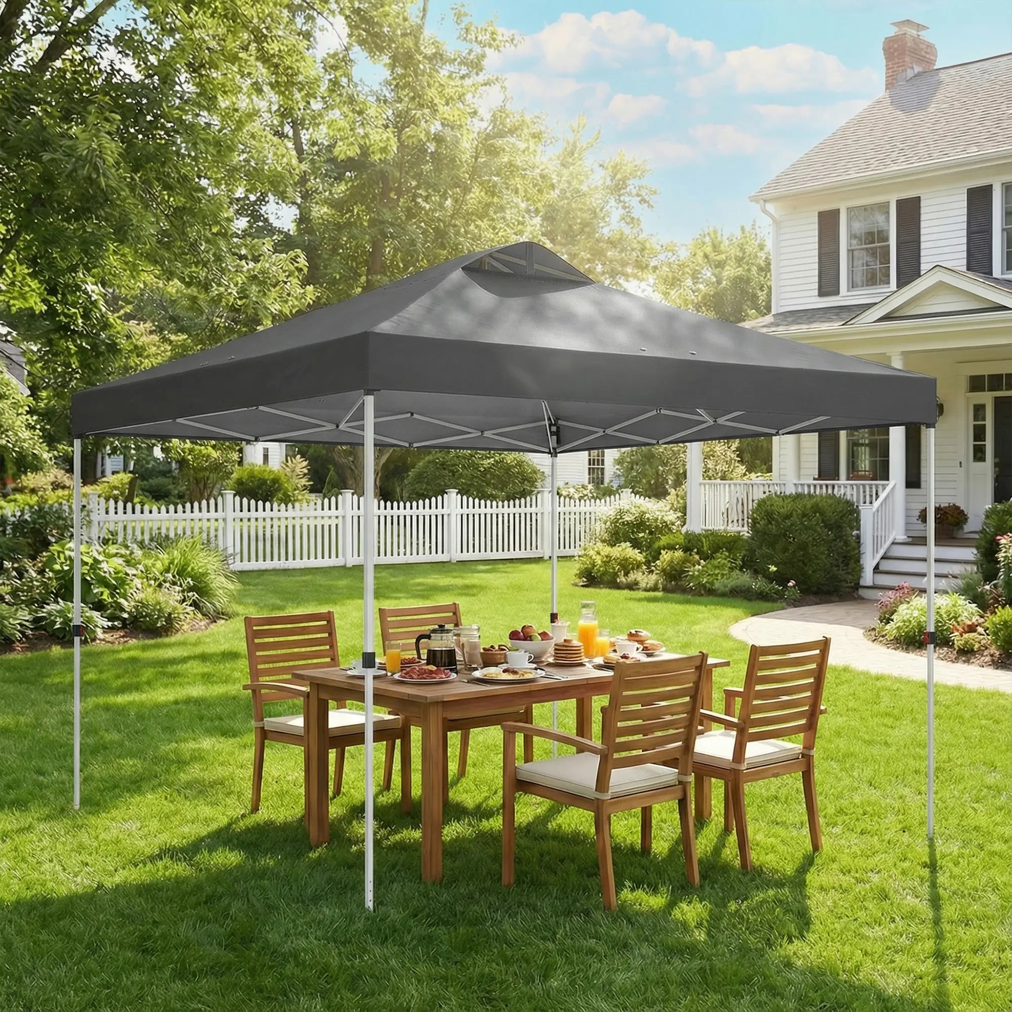 Waterproof Pop Up Canopy Tent, 9.8' x 9.8', Dark Grey Pop Up Canopies at Gallery Canada
